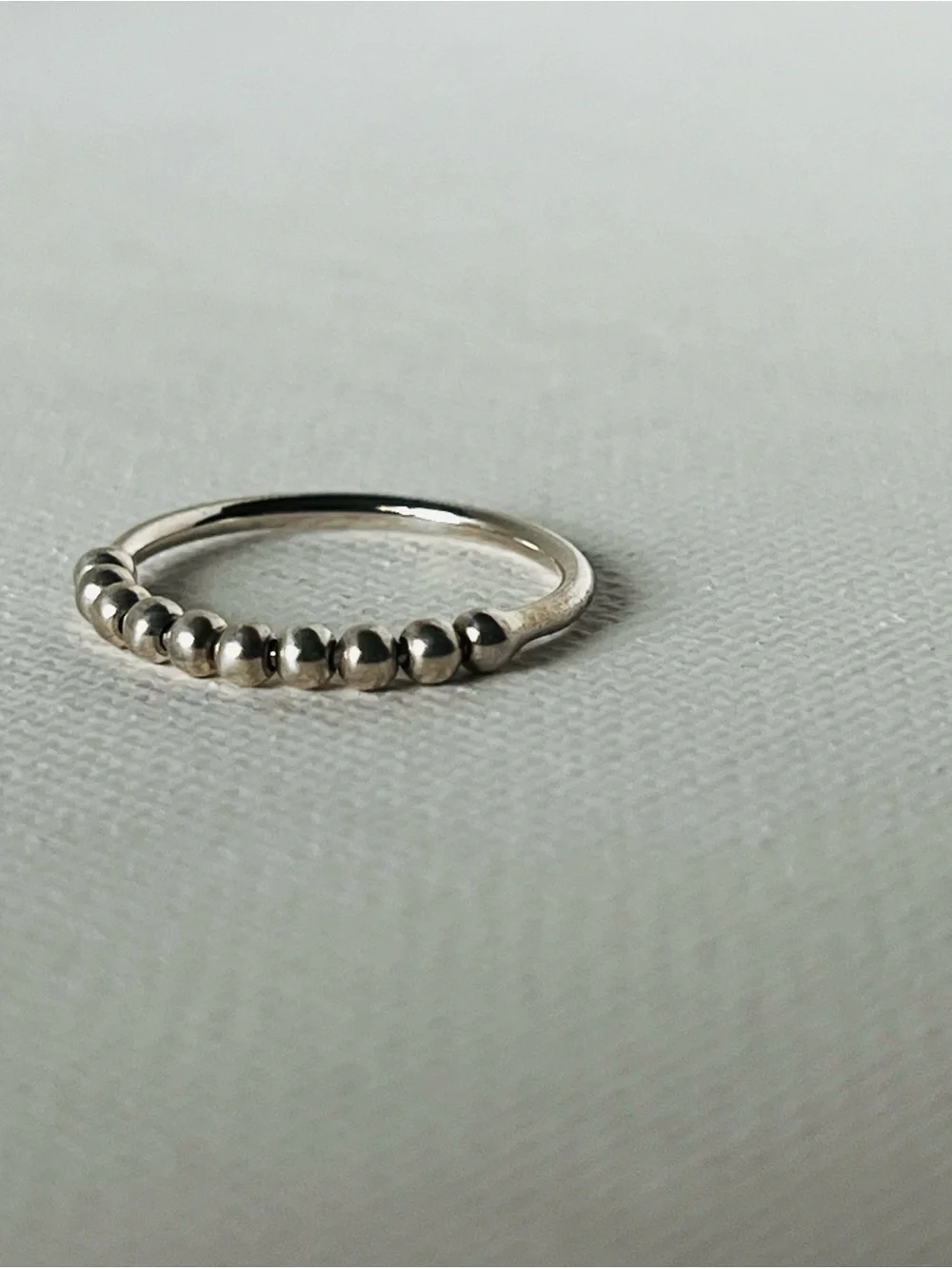 Sterling Silver (925) Beaded Stackable Ring - Approximately Finger Size 7